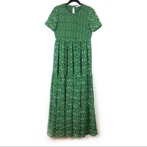 Green floral print dress. Zara knock off.